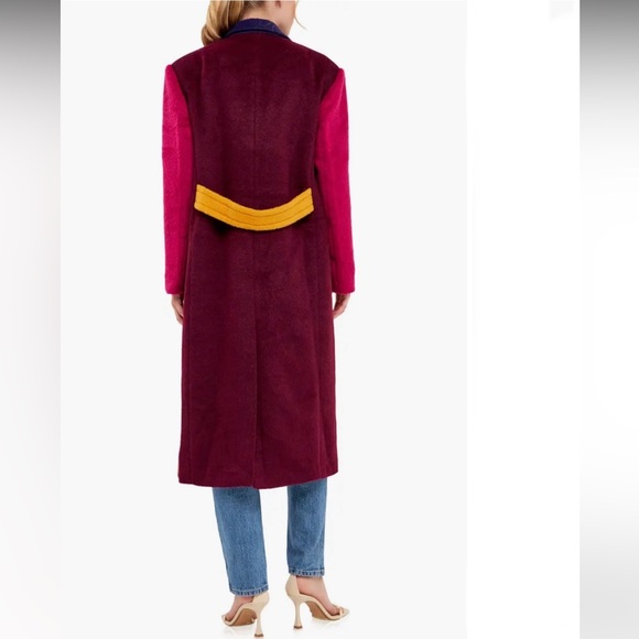 English Factory Tan Camel Multi Color Block Trench Coat SZ XS/S Oversized NWT - Picture 2 of 4